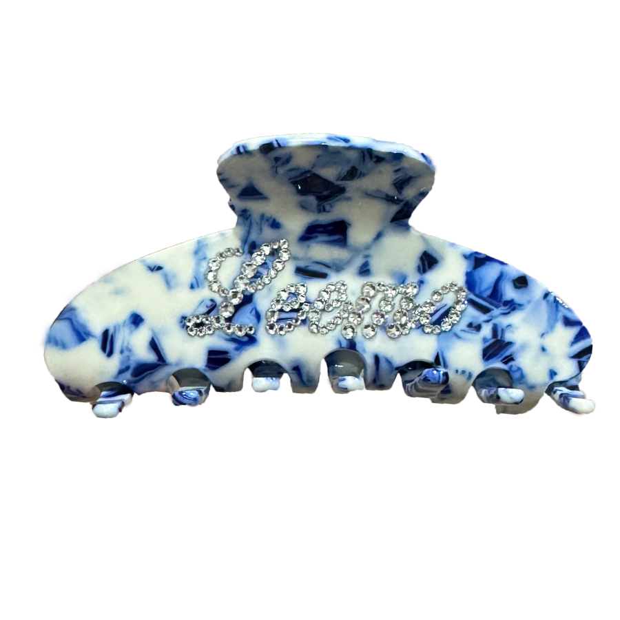 Blue-and-white Porcelain Custom Name Hair Claw