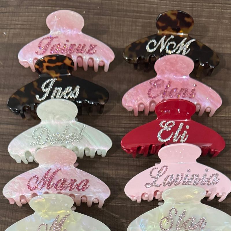 The Customized Name Hair Claw In Light Tortoise