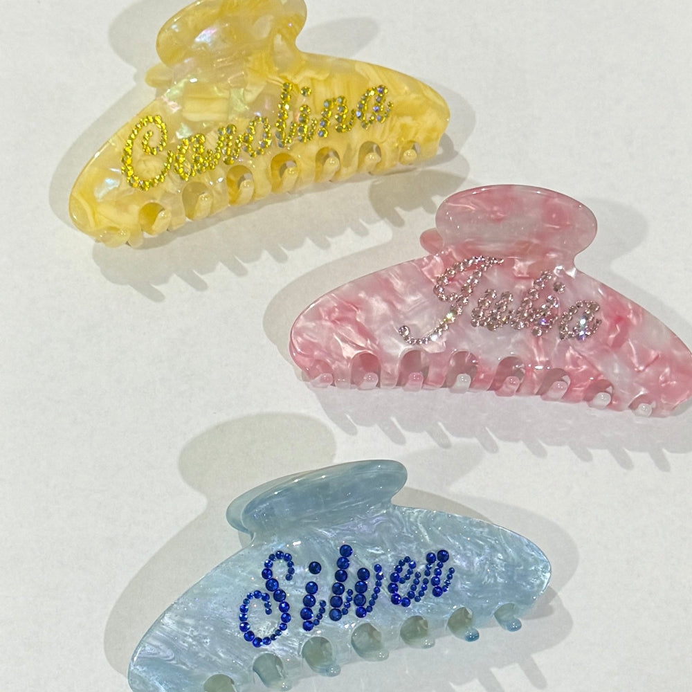 Pink Rose Customized Name Hair Claw