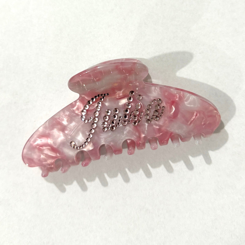 Pink Rose Customized Name Hair Claw