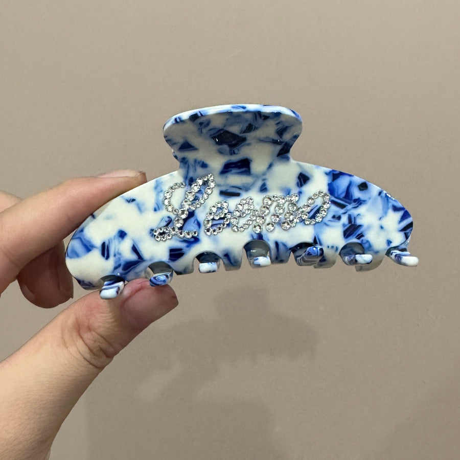 Blue-and-white Porcelain Custom Name Hair Claw