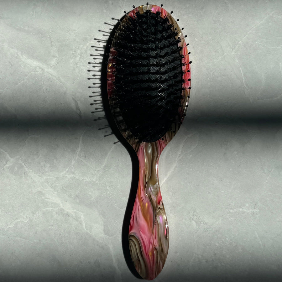 Red Oil Painting Customized Name Air Hair Brush