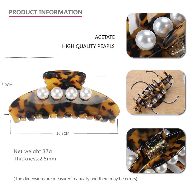 Dark Tea Pearl Hair Claw