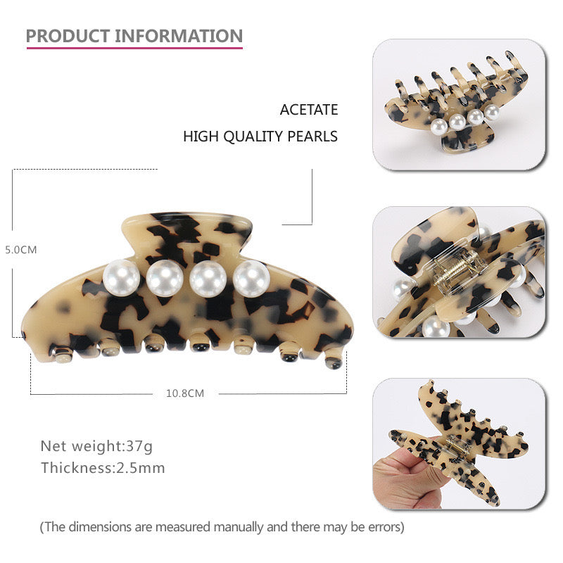 Dark Tea Pearl Hair Claw