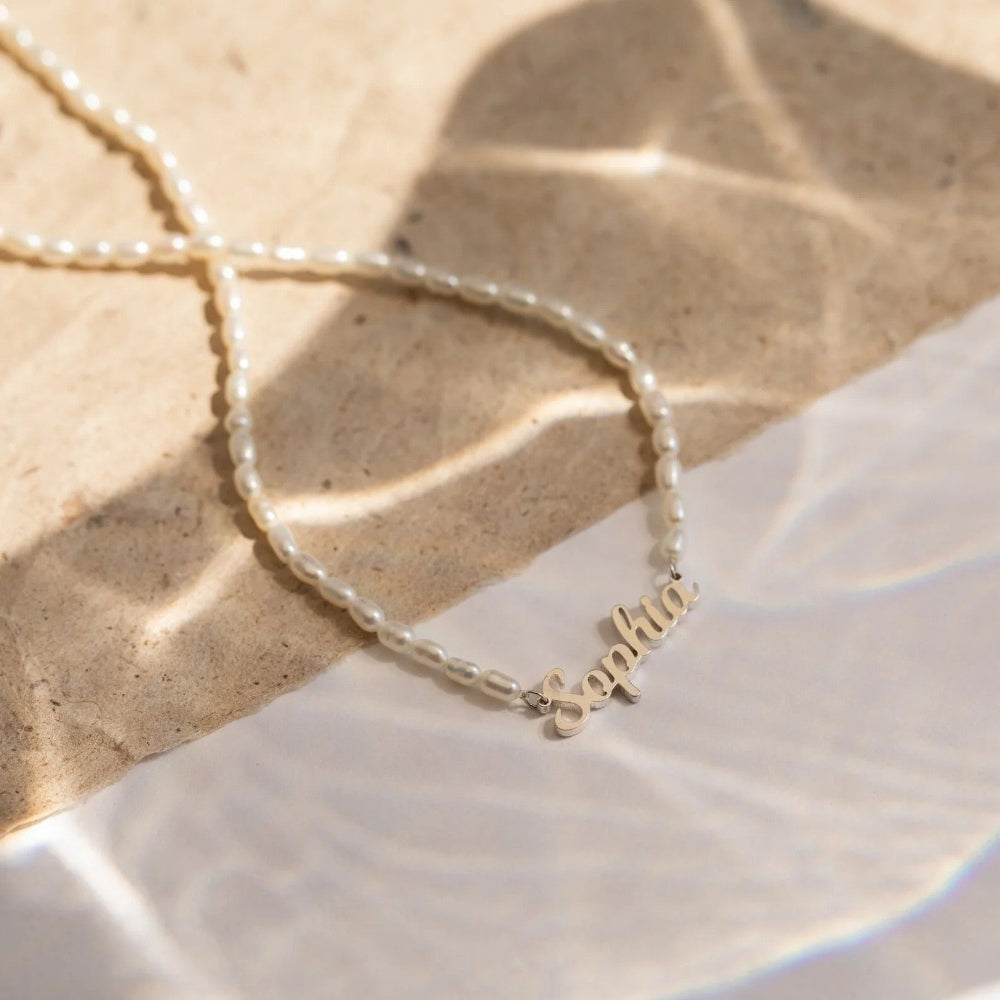 Customized Name Pearl Necklace